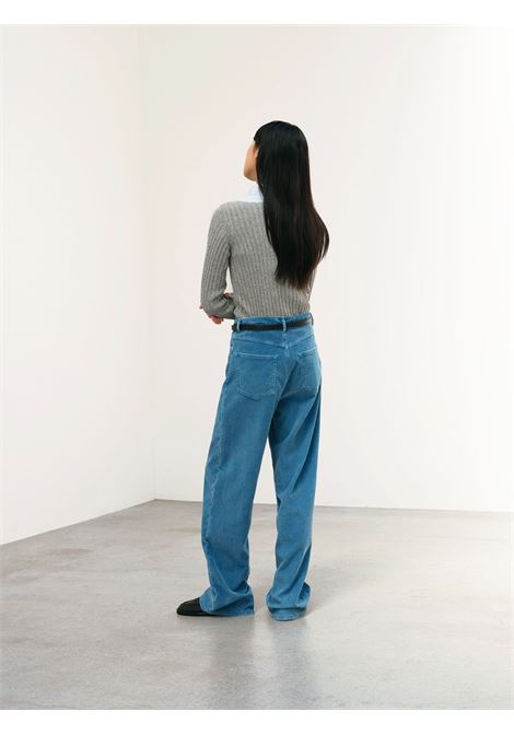 pantaloni pigment dye donna blu AURALEE | A25SP03PDDEEP BLUE